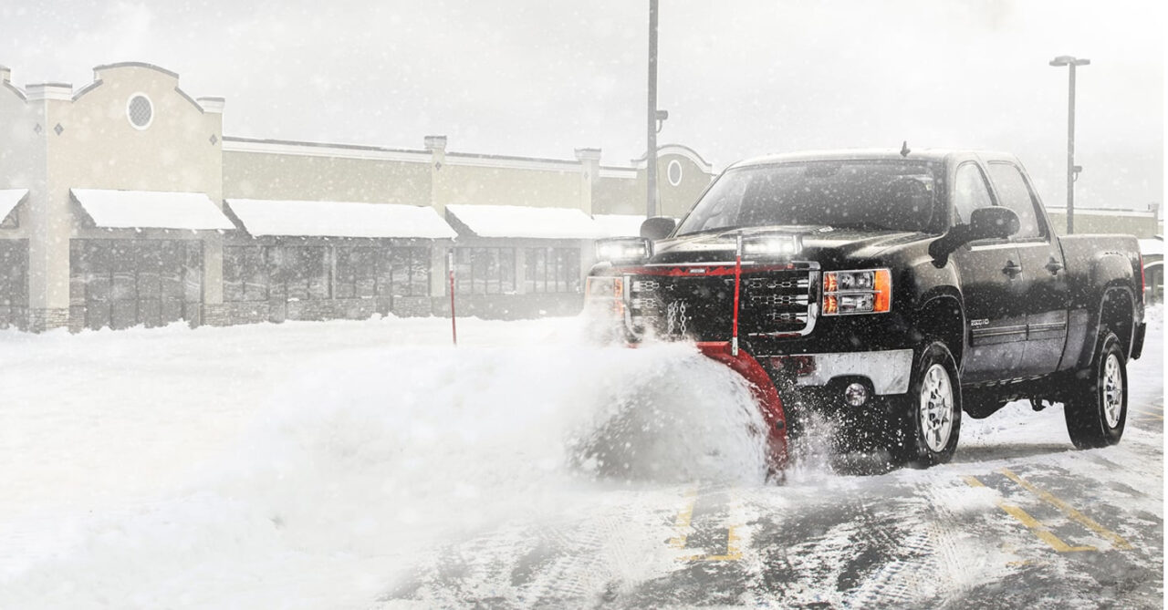 Truck plowing snow