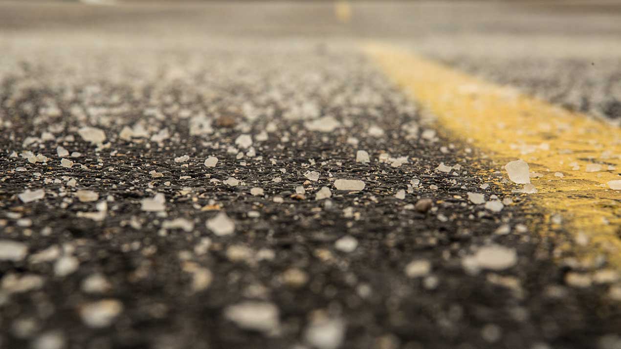 salt on pavement