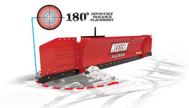Western PILE DRIVER XL hydraulic pusher 180 degree wing placement